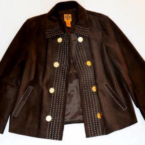 Tory Burch 〰️ Suede Leather Jacket w/ Gold Buttons Sz 10
